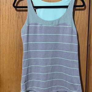 lululemon athletica Gray & Mint Striped Tank Top